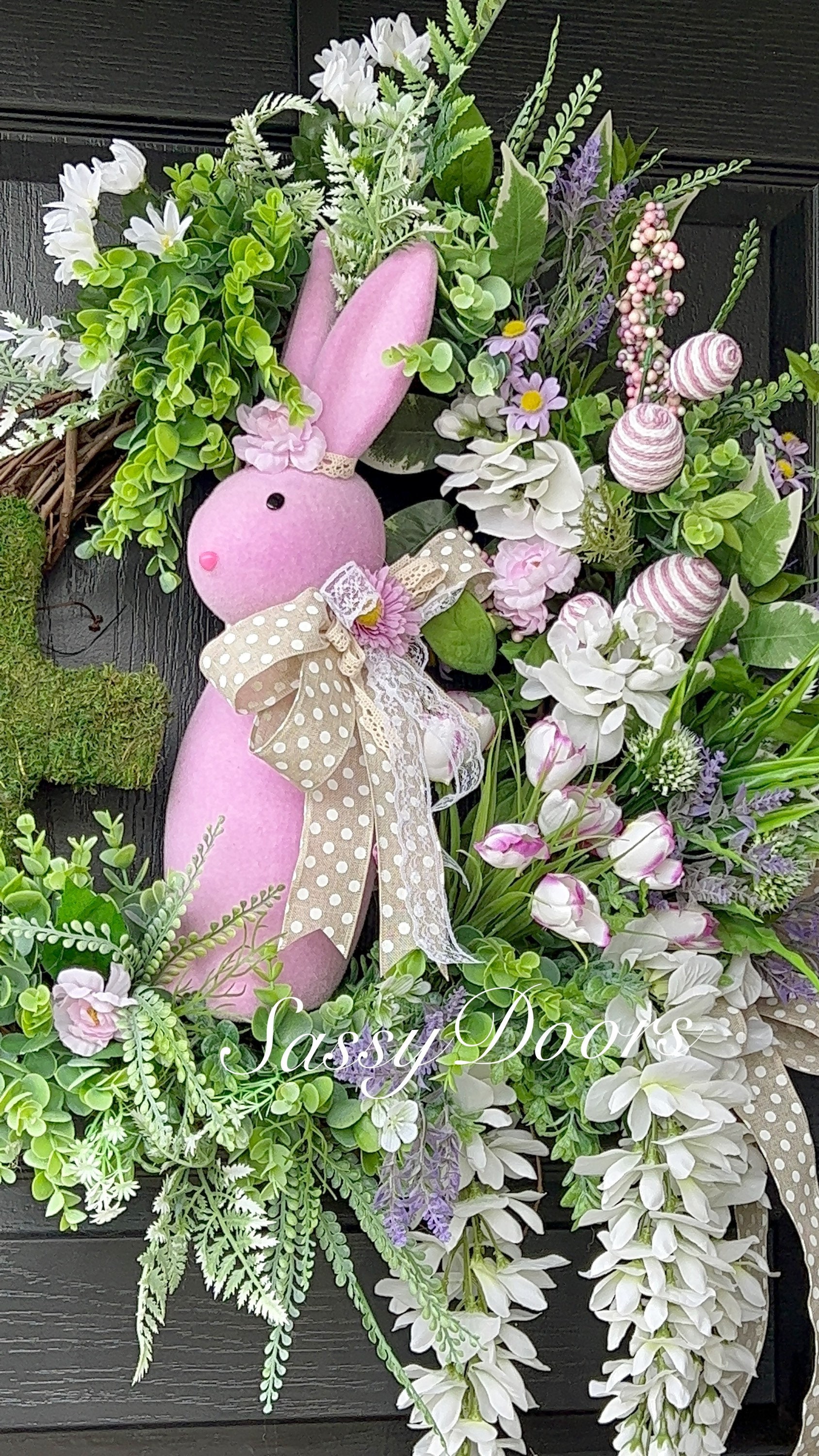 Easter Bunny Wreath, Flocked Easter Bunny Wreath, Bunny Wreath, Easter