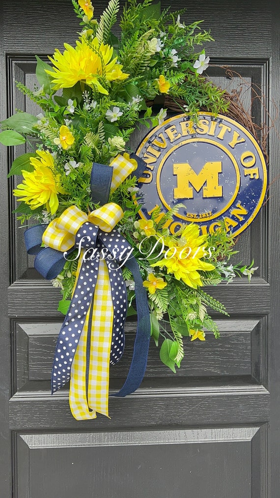 Sports Wreath , College Wreath, Michigan Wreath, University Wreath- Wolverines Grapevine Wreath- Sassy Doors Wreath