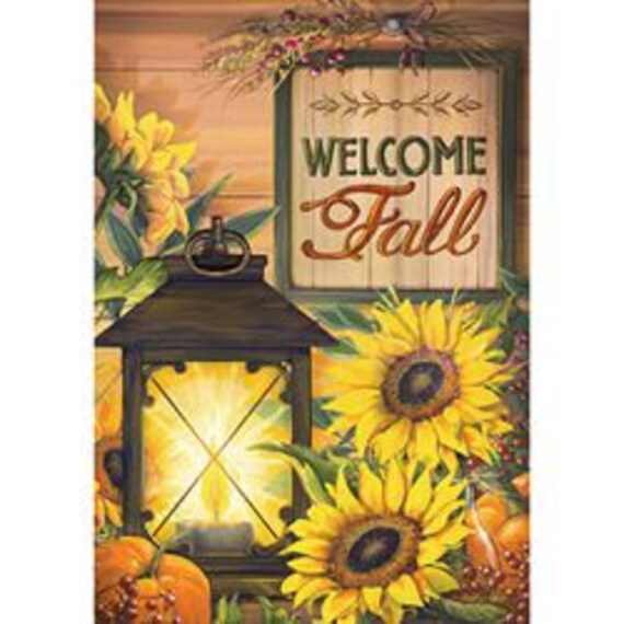 Last One! Sunflower Garden Flag,  Welcome Fall Flag, Double Sided Flag, Fall Garden Flag, Sunflower And Lantern Flag