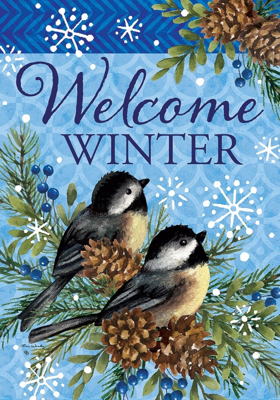 Last One! Winter Chickadees Flag, Winter Chickadees Flag, Snow Flag, Flag, Winter Large House Flag