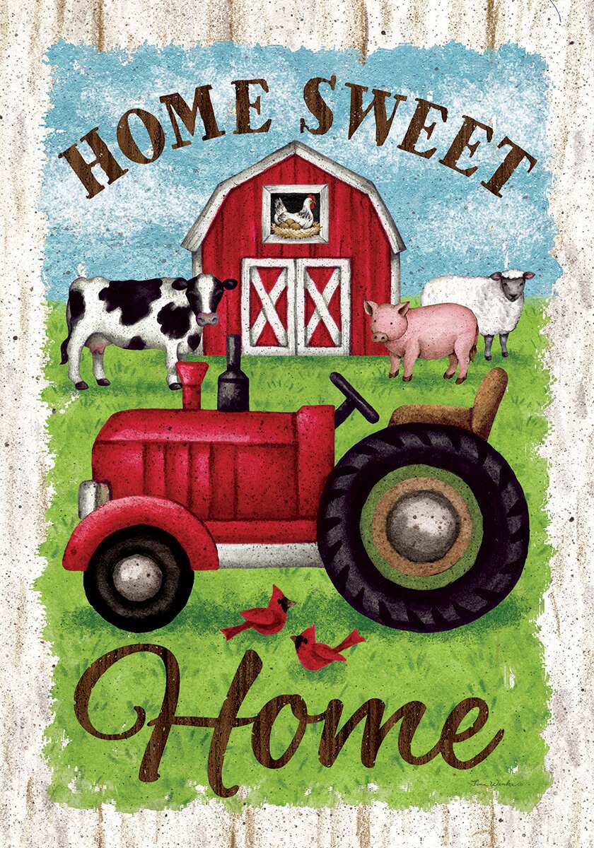 Farmhouse Flag, Farm Animal Flag, Home Sweet Home Flag, Garden Flag,