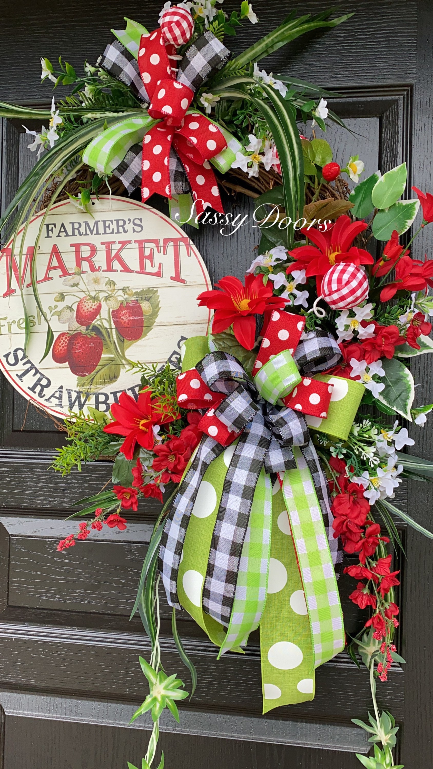 Summer Wreath, Strawberry Wreath, Farmhouse Wreath, SassyDoors Wreath,