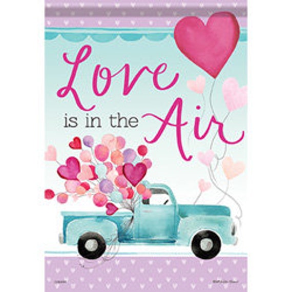 Last one! Valentines Truck Large House Flag, Double Sided Flag, Love Is In The Air Valentine Flag, Truck Valentines Day Flag,