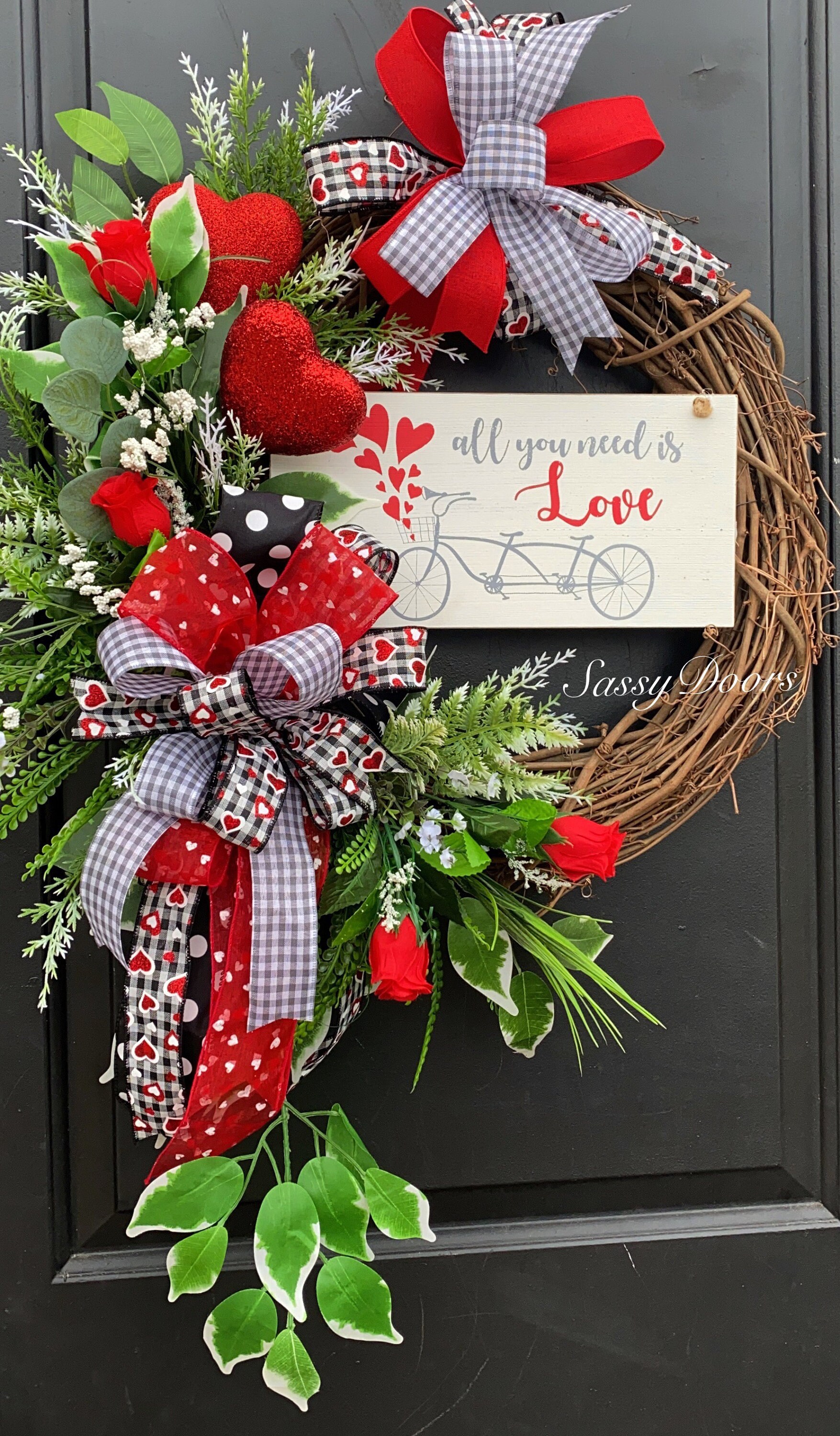 Farmhouse Valentines Wreath, Valentine Door Wreath, Valentines Day Wreath, Sassy Doors Wreath