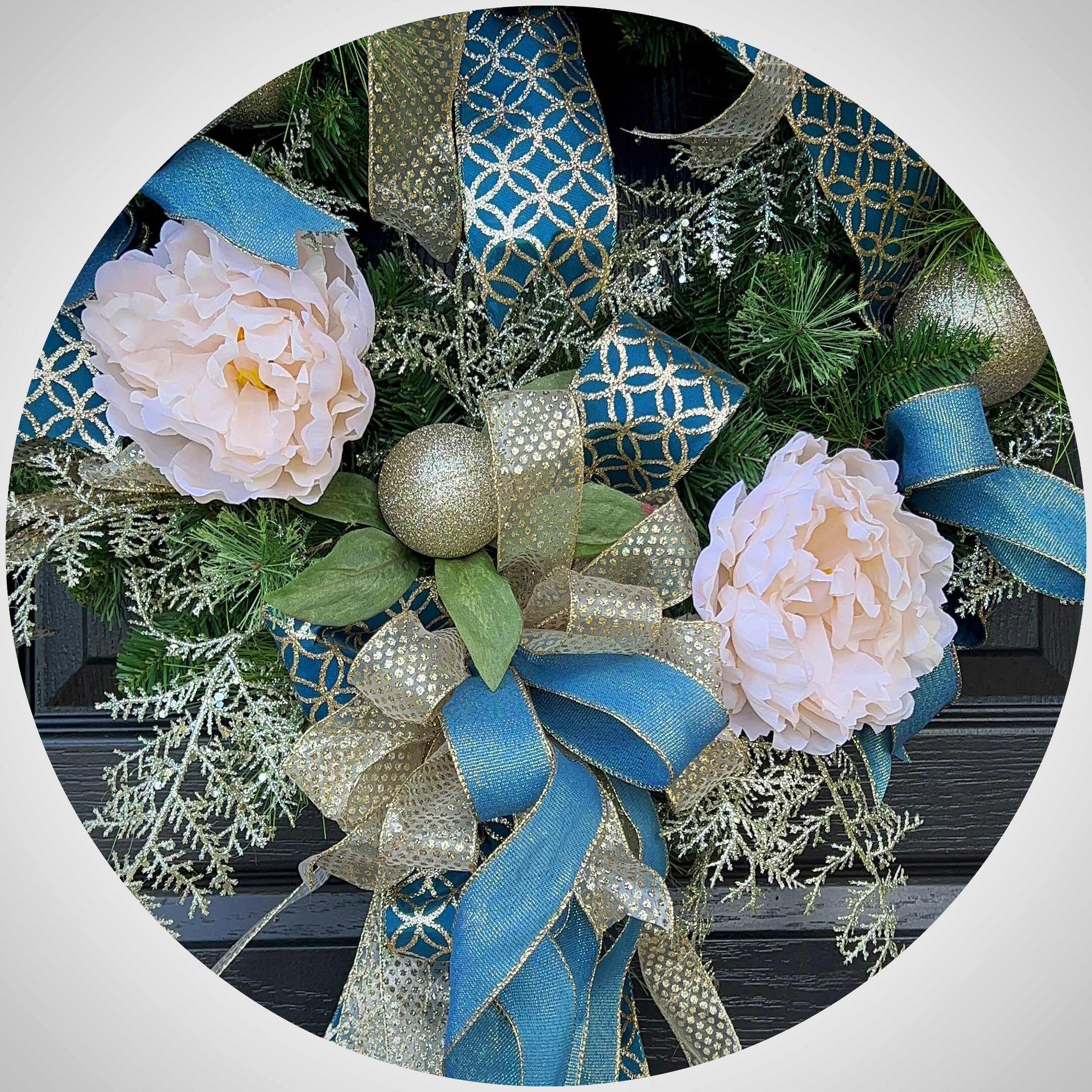 Teal Christmas Wreath 