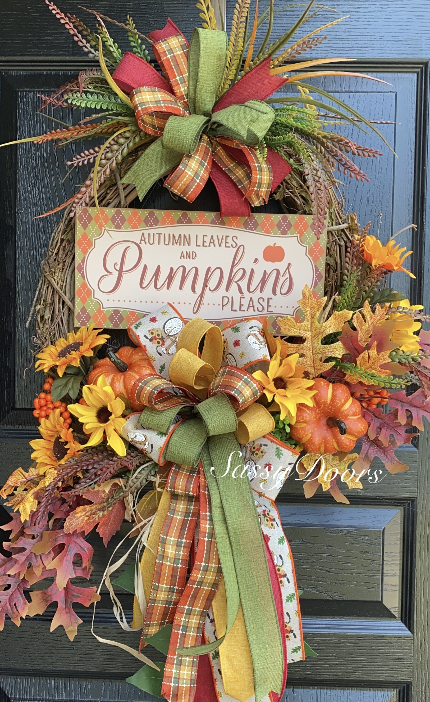 Fall Wreath- Fall Front Door Wreath- Sunflower Wreath- Grapevine Wreath ...