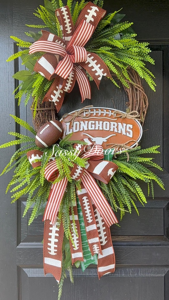 Texas Longhorns Door Wreath, Texas Longhorn Alumni Wreath Gift, Texas Sports Wreath, Longhorn Football Wreath