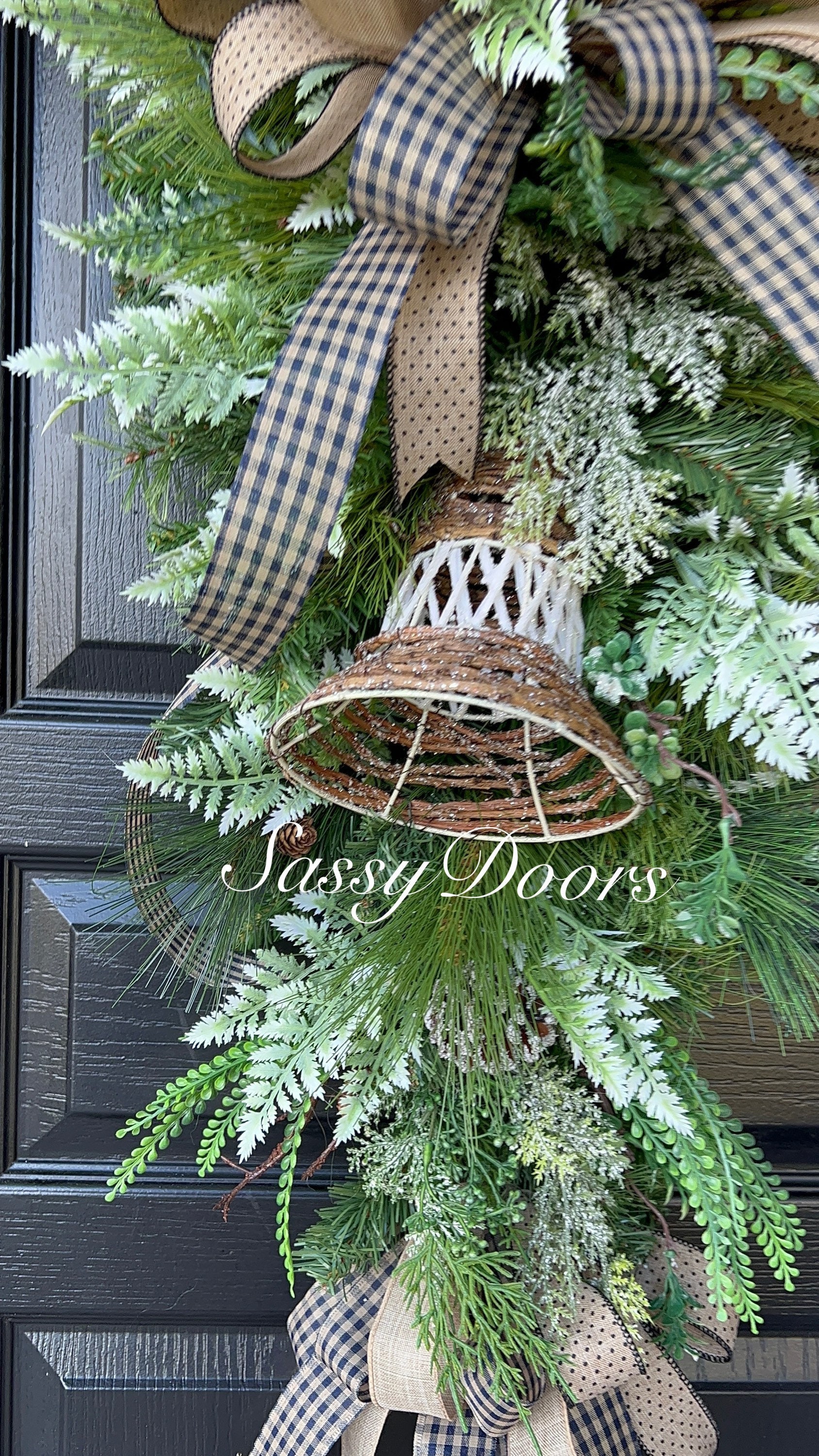 Winter Swag Wreath, Woodland Swag, Winter Bell Wreath, Door Wreath