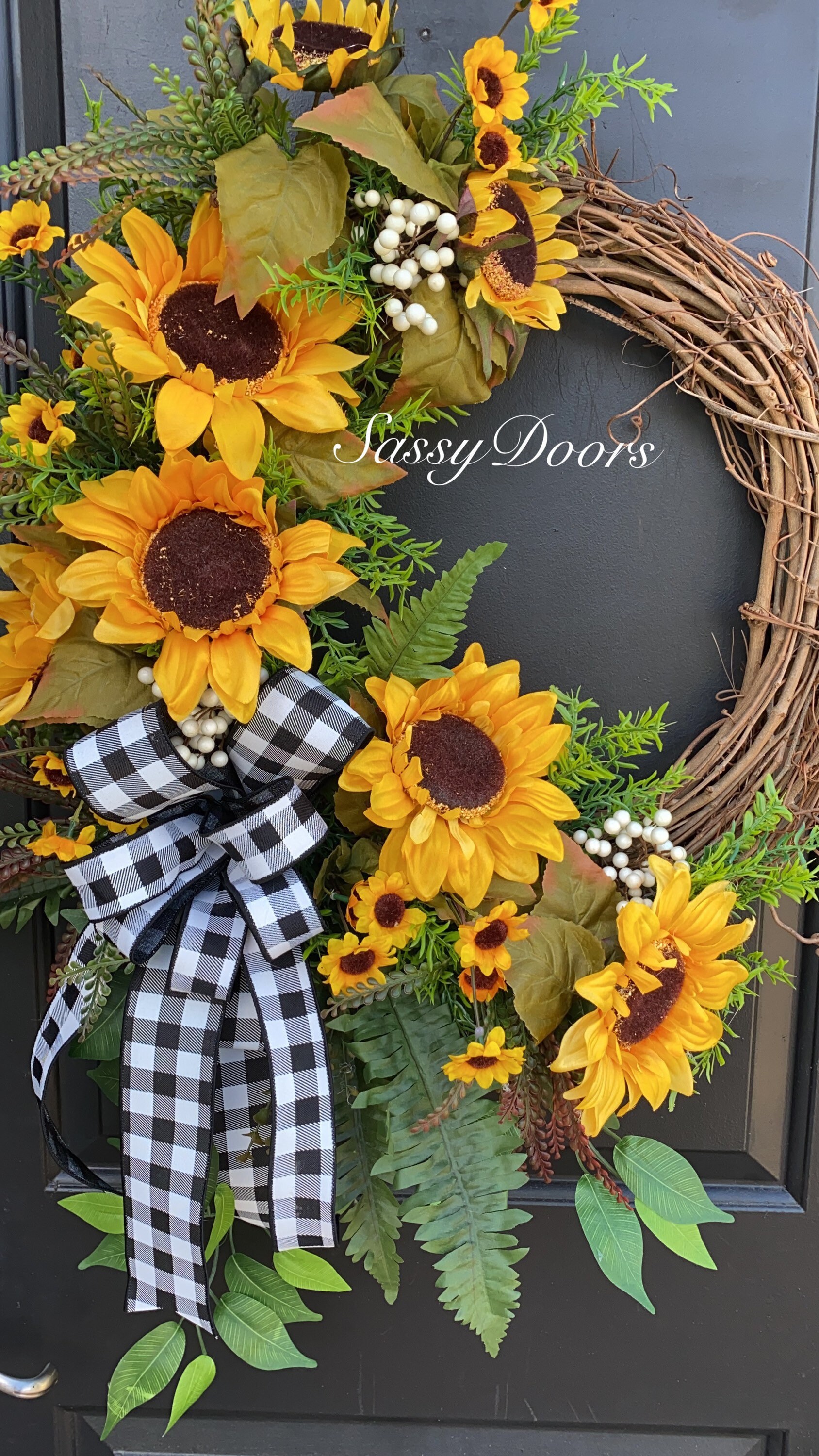 Sunflower Wreath, Housewarming Gift, Sunflowers Wreath, Sunflower Front
