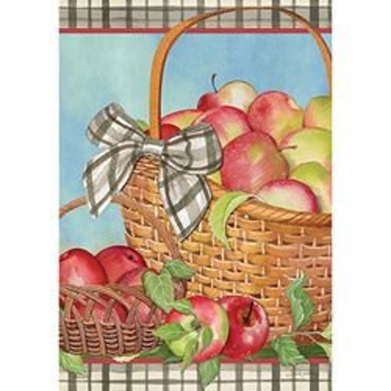 Apple Garden Flag- Farmhouse Flag, Apple Basket  Garden Flag, Welcome Garden  Flag, Double Sided Flag