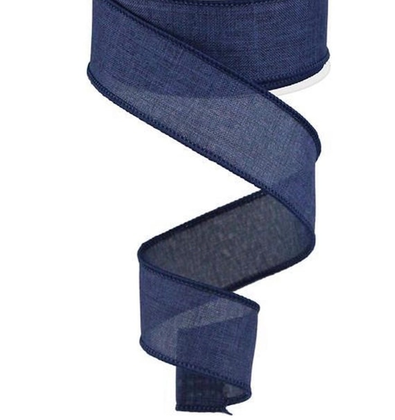 Navy Blue Wired Ribbon,  I0 yard Ribbon, 1 1/2 Inch Ribbon, 1.5 inch Ribbon, 10 Yard Cut Ribbon, Wreath Ribbon, Craft Ribbon, Bow Ribbon