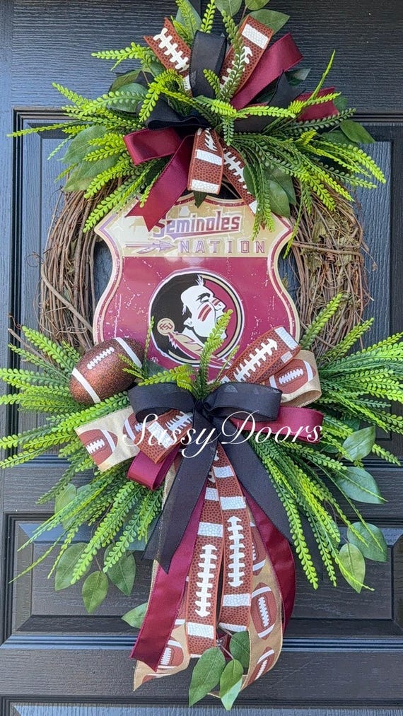 Florida State Door Wreath, Florida State University, Seminoles Wreath, Florida State Alumni, Football Wreath, Sports Wreath,