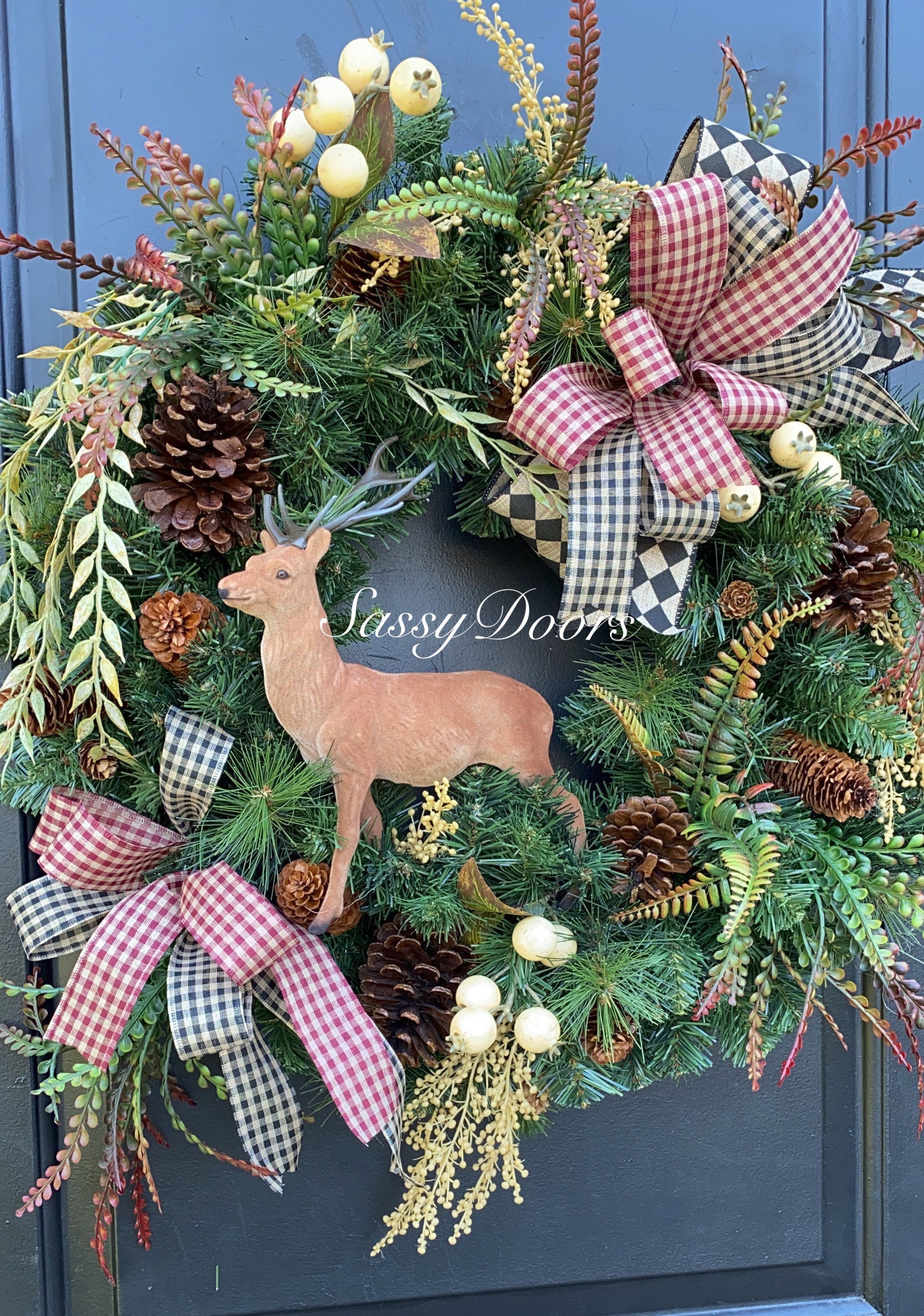 Woodland Wreath, Woodland Deer Wreath, Cabin Wreath, Gift for him