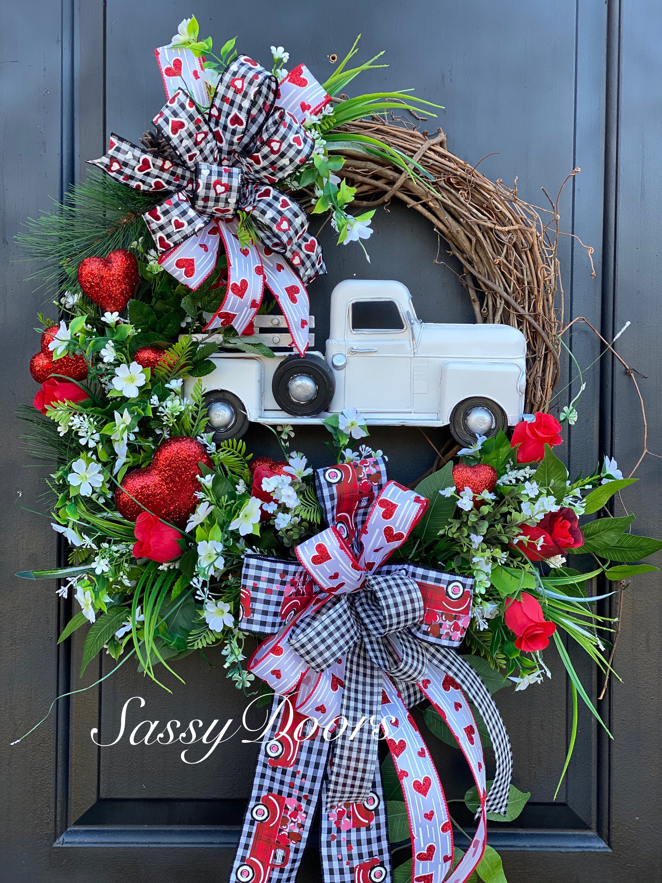 Valentine Wreath Red Truck Valentine S Wreath Pink Heart