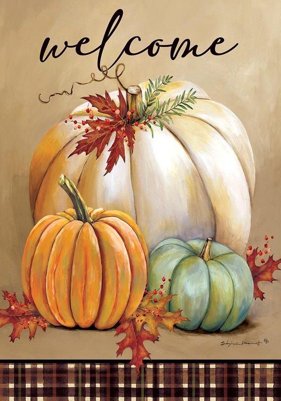 Pumpkin Trio Garden  Flag, Double Sided Garden Flag Small  Pumpkin Flag, Fall Flag, Welcome Flag, Garden Flag,