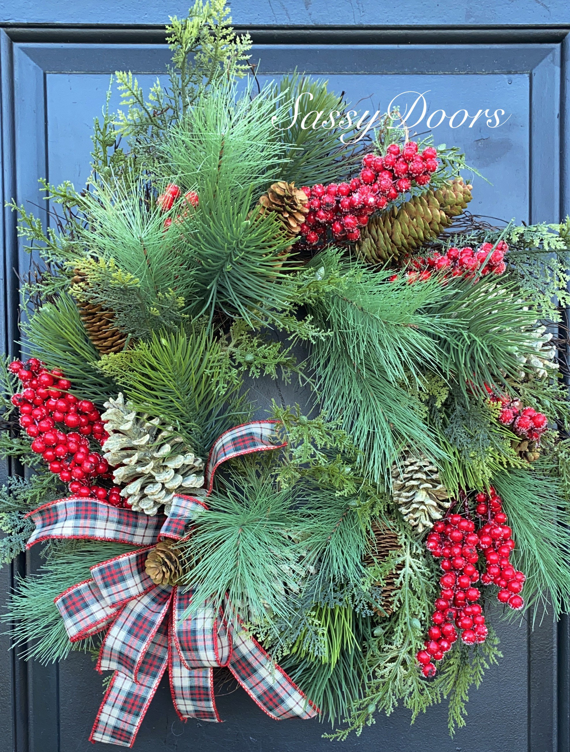Christmas Wreath- Christmas Wreath For Front Door- Rustic Winter Wreath ...