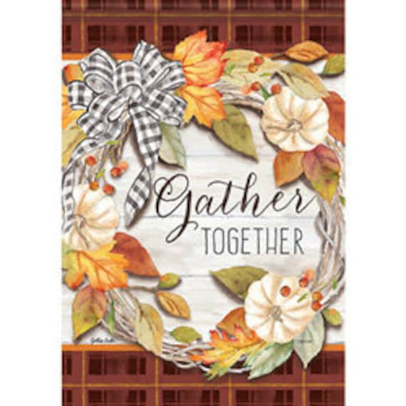 House Flag, Pumpkin Flag, Double Sided Flag, Gather Together Fall  Flag,