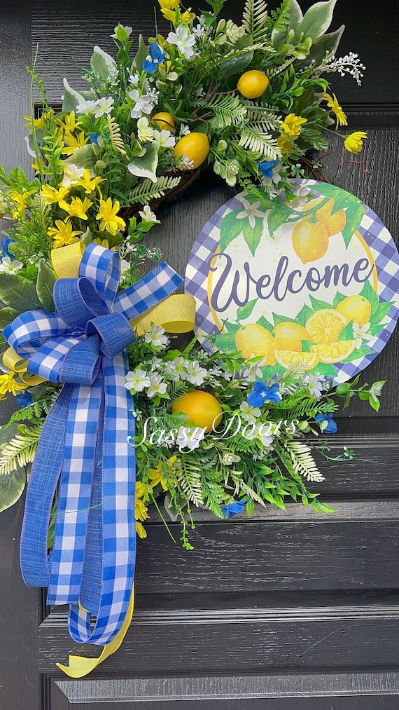 Summer Wreaths, Lemon Wreath, Grapevine Wreath, SassyDoors Wreath,