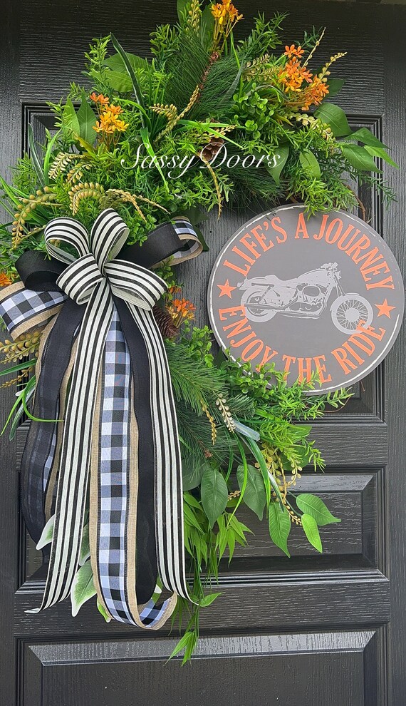 Motorcycle Wreath, Everyday Grapevine Wreath, Gift For Him, Fathers Day Gift,
