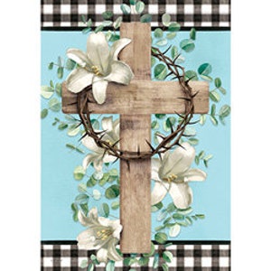 Religious Easter House  Flag, Easter Flag, Easter Lily  Flag, Cross Flag, Double Sided