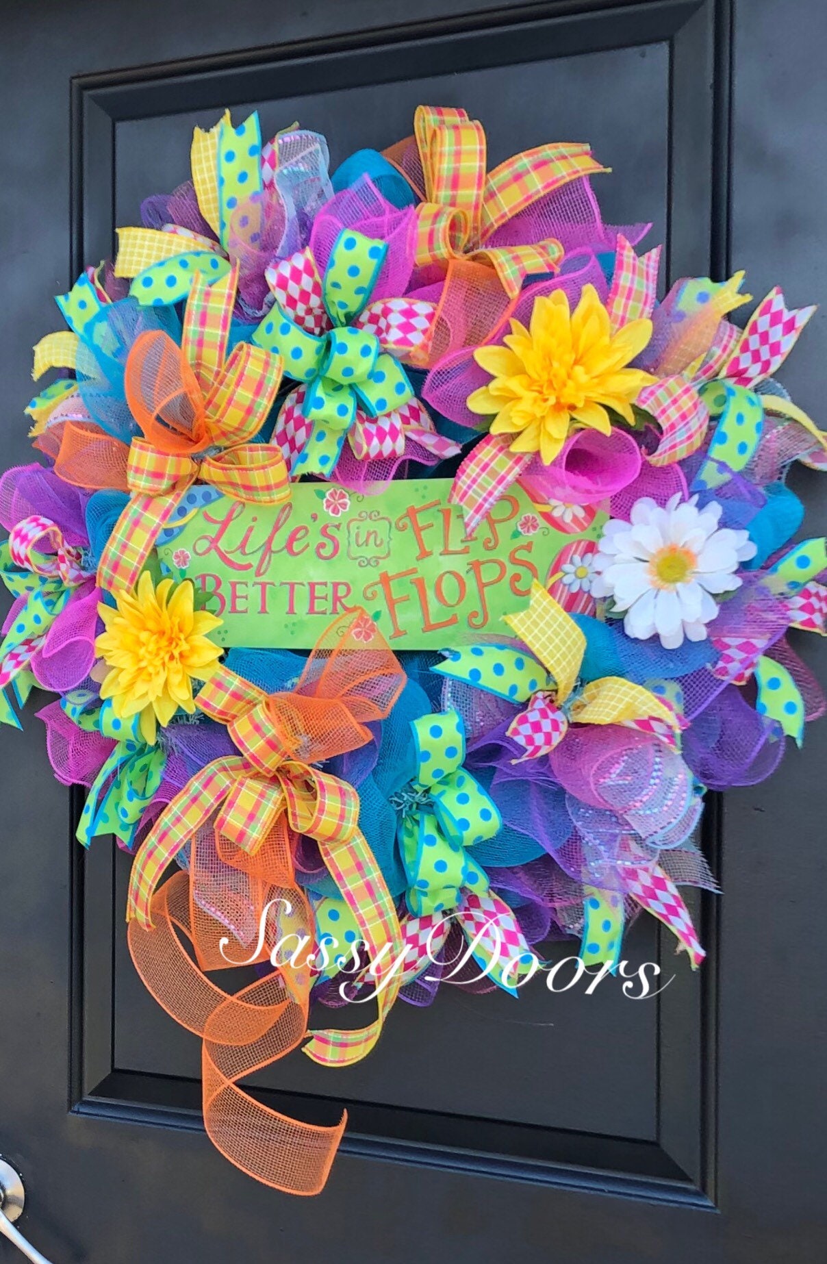 Summer Wreath Flip Flop Wreath Summer Deco Mesh Wreath