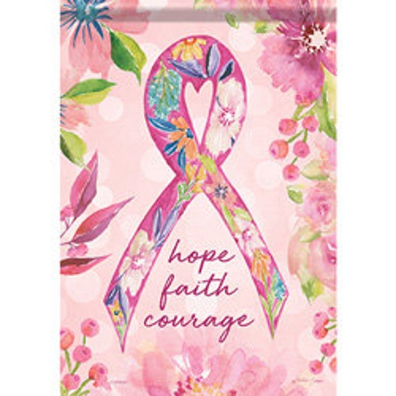 Breast Cancer Support Flag, Double Sided Flag, Ribbon Flag, Cancer Awareness Flag, Garden Flag,