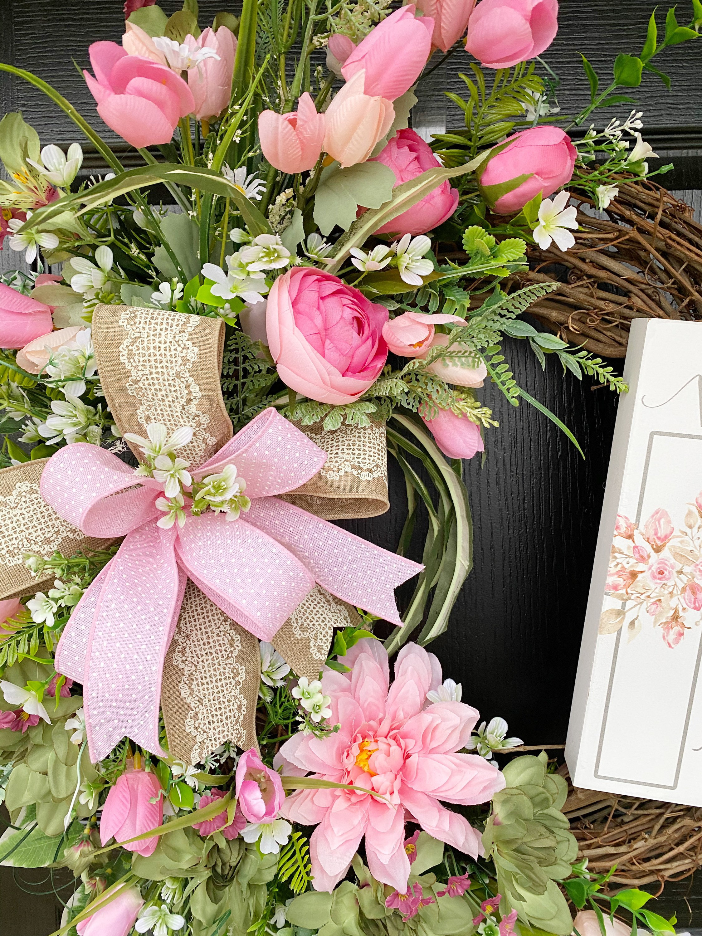 Easter Wreath, Religious Easter Wreath, He Is Risen Easter Front Door