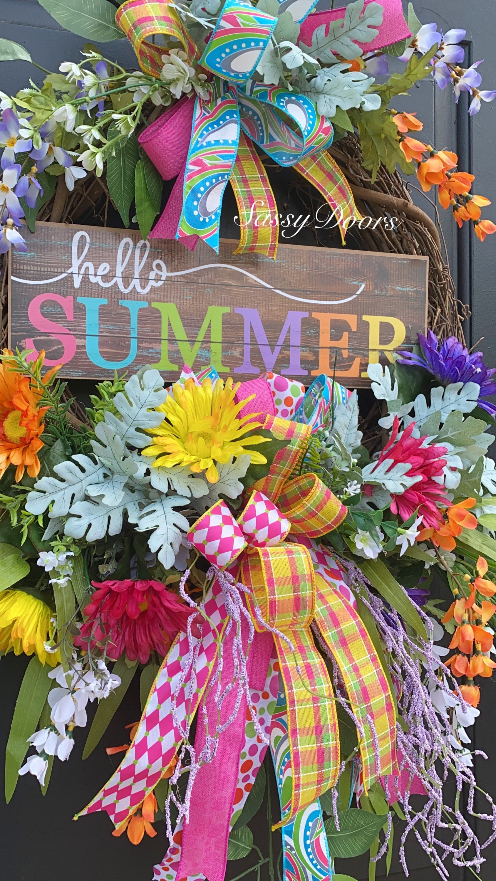 SummerWreath, Summer Wreaths Grapevine Wreath, Sassy Doors Wreath
