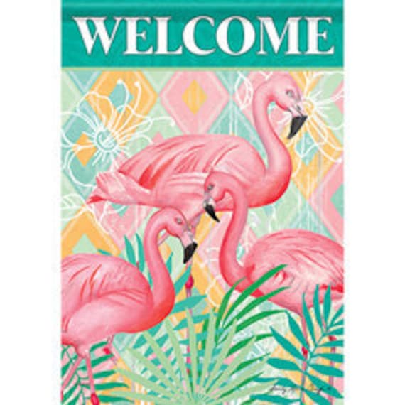 Flamingo  Garden Flag- Double Sided Flag, Summer Flag- Flaming Garden Flag- Whimsical Garden Flag