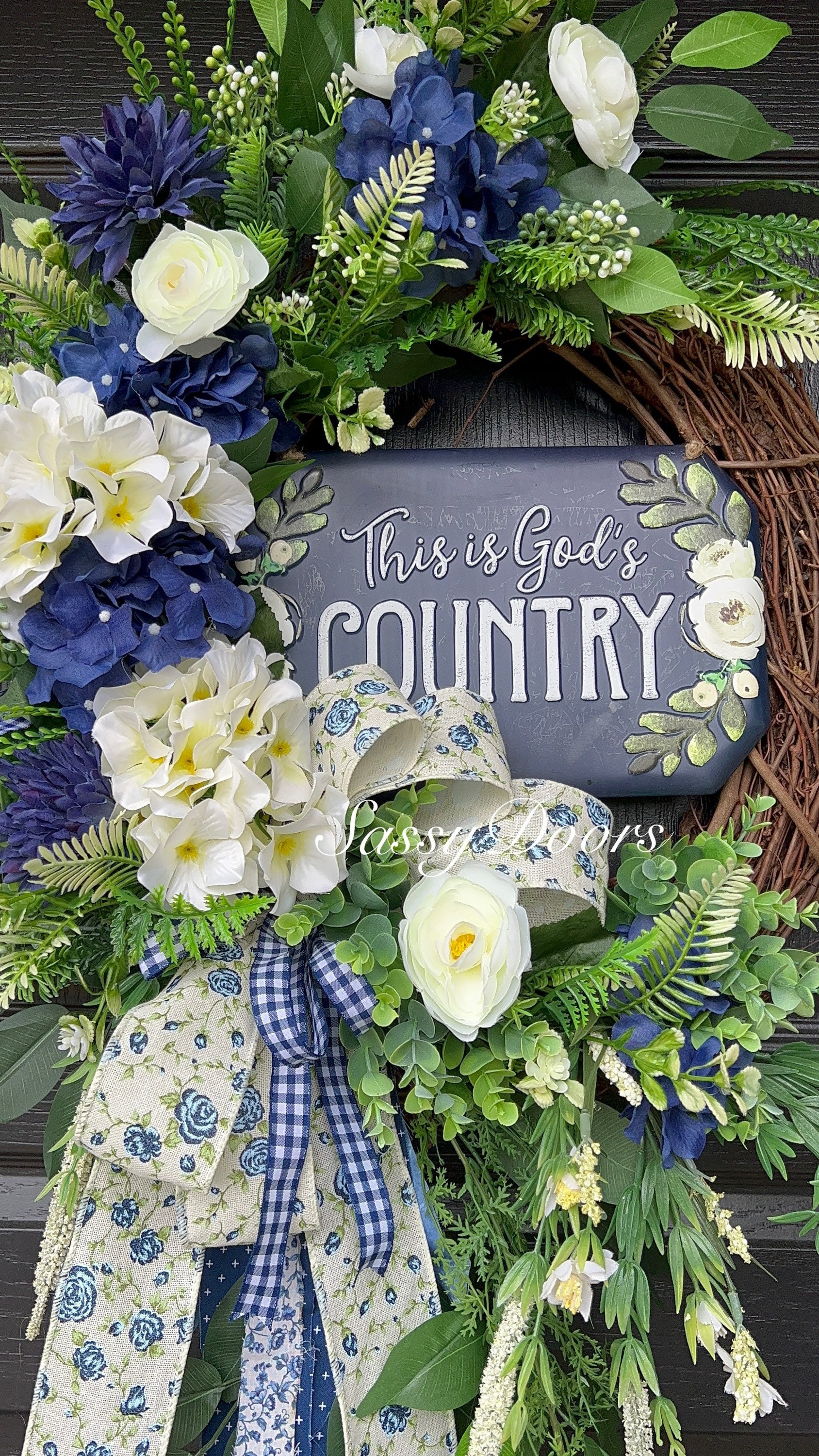Spring And Summer Wreath, Hydrangea Spring Wreath, Blue Wreath, Mothers