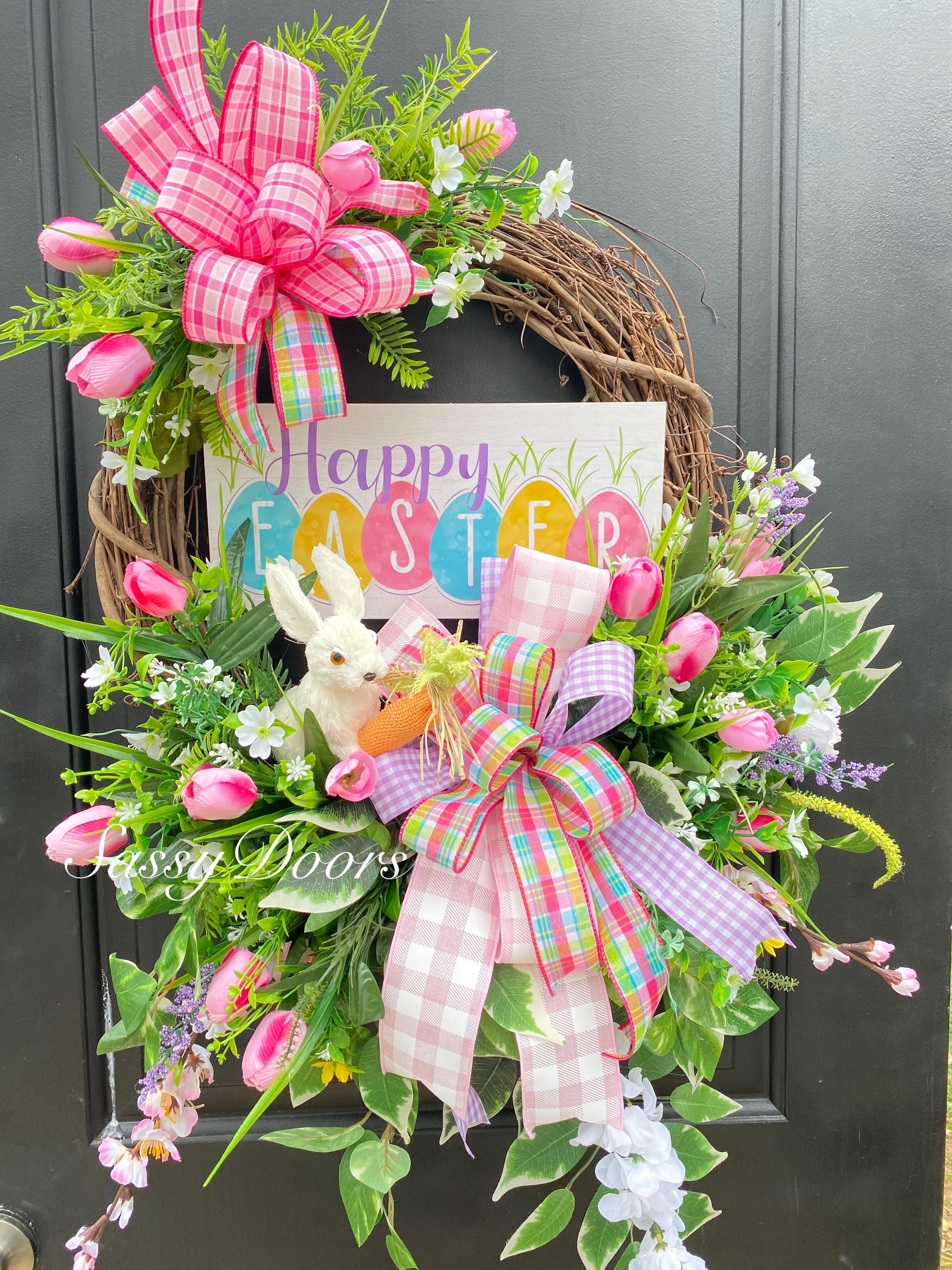 spring wreath Easter Bunny grapevine wreath