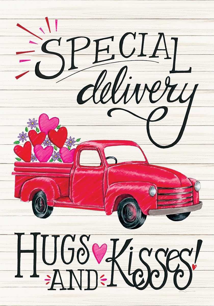 Download Red Truck Valentines Garden Flag, Sweetheart Valentines ...