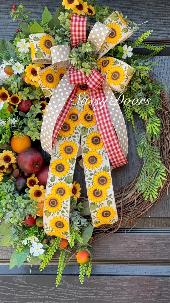 Farmhouse Apple Wreath, Apple Wreath- Fruit Wreath, Front Door Wreath- Farmhouse Grapevine Wreath-Wreath With Apples- Sassy Doors Wreaths-