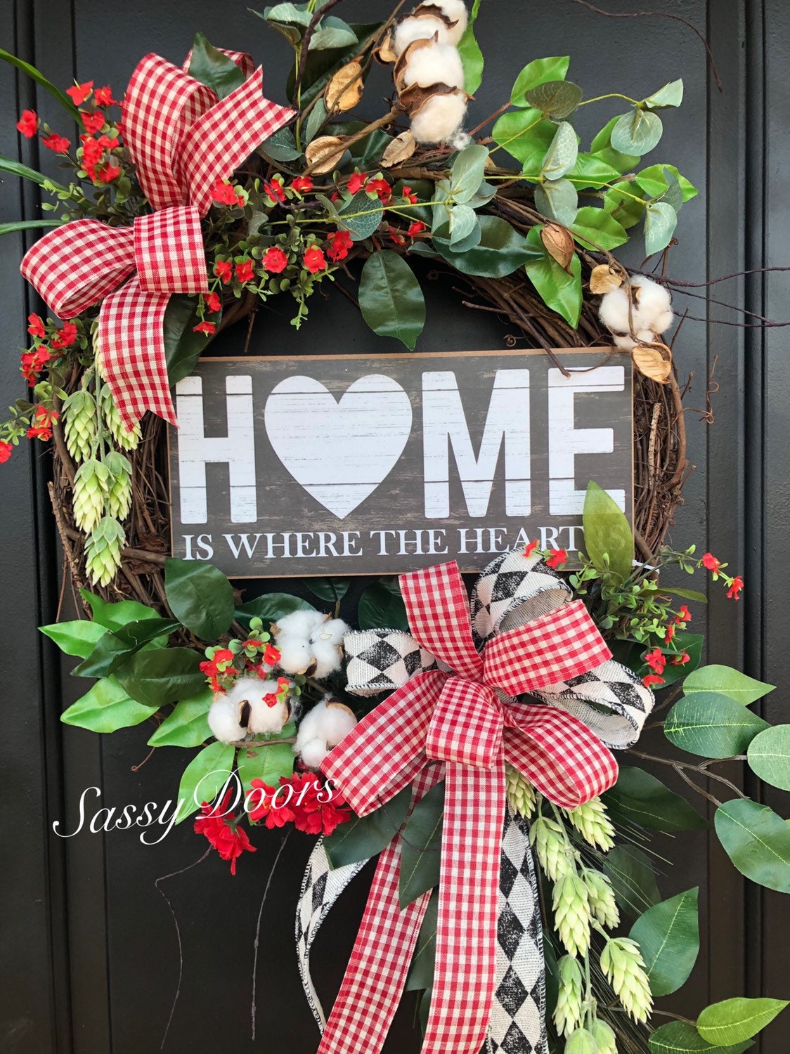 Everyday Wreath-Farmhouse Wreath-Welcome Wreath- Buffalo Plaid Wreath ...