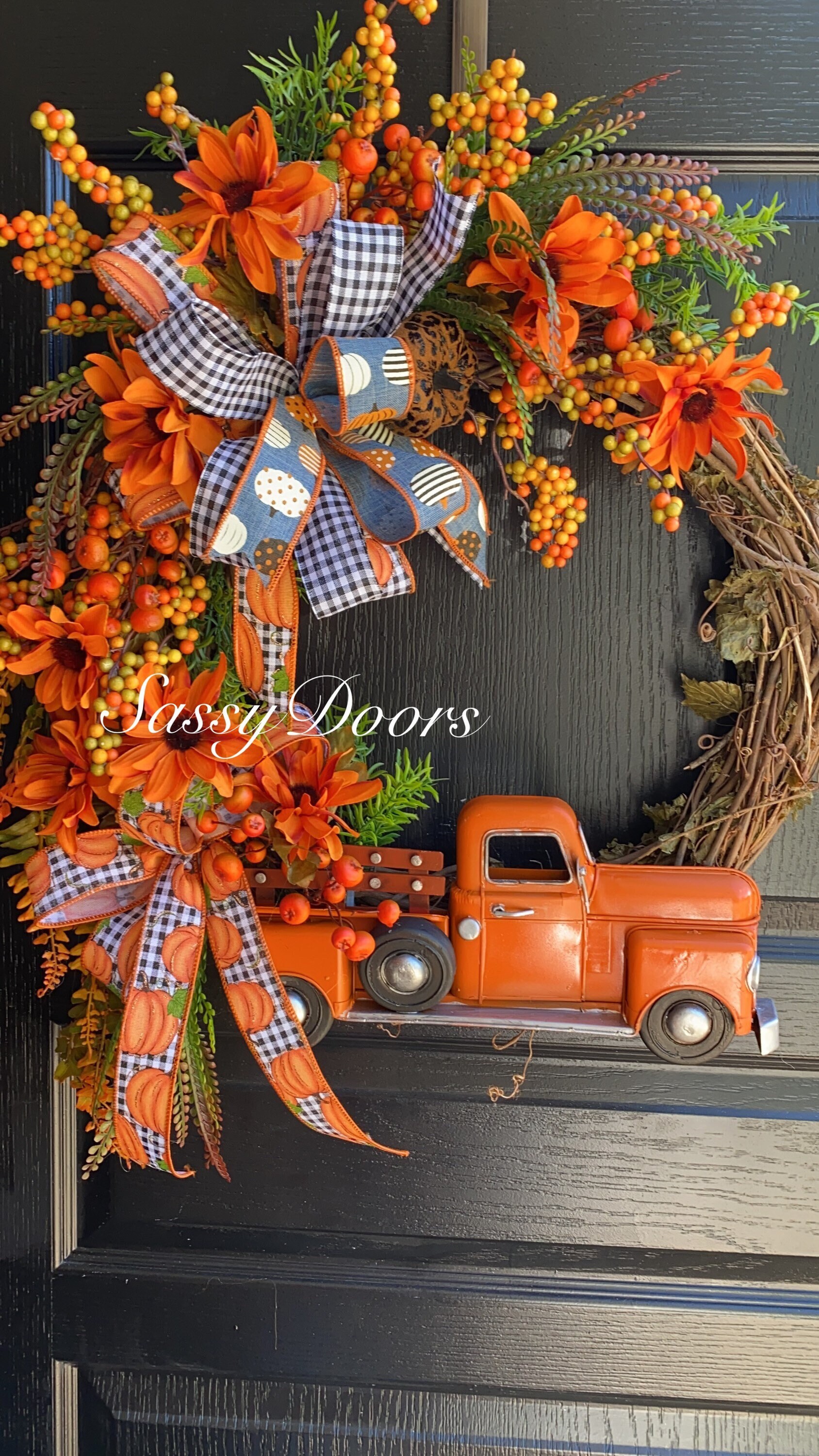 Fall Truck Wreaths, Vintage Truck Wreath, Truck Wreaths, Fall Sunflower