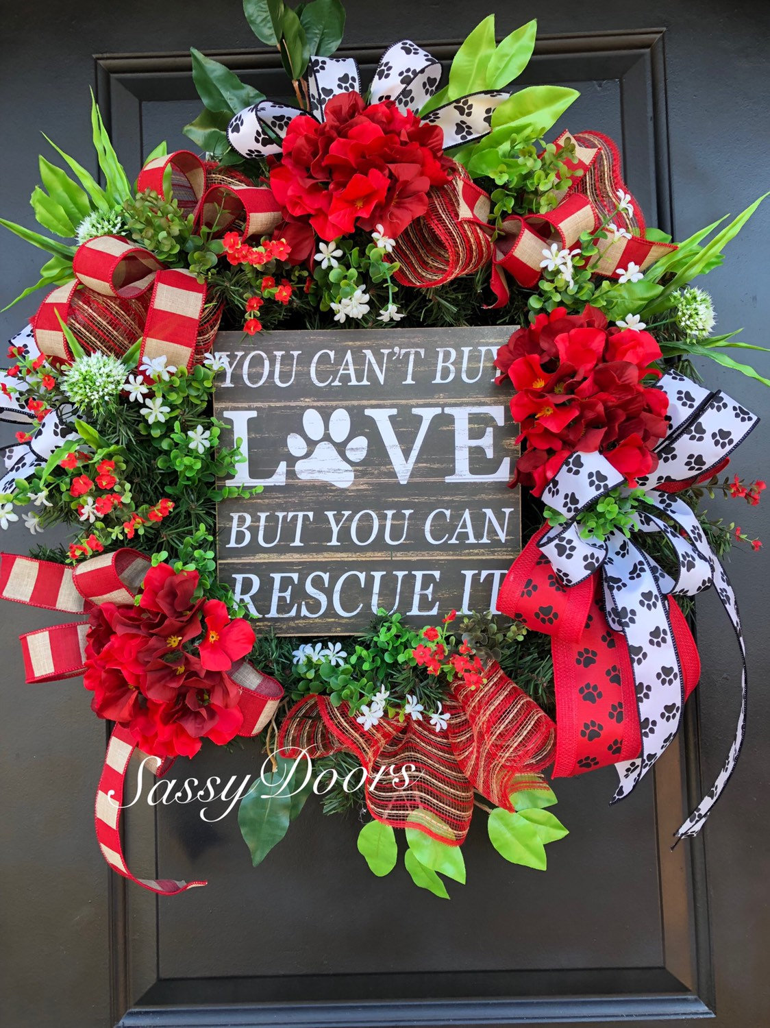 Dog Paws Wreath, Animal Lovers Wreath For Front Door, Everyday Door