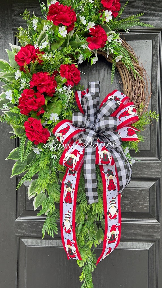 Red Geranium Door Wreath,  Summer Wreath, Summer Wreath For Front Door, SassyDoors Wreath, Summer Door Decor