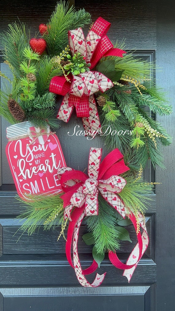 Valentines Wreath, Valentine Door Wreath, Red Heart  Wreath, Sassy Doors Wreath