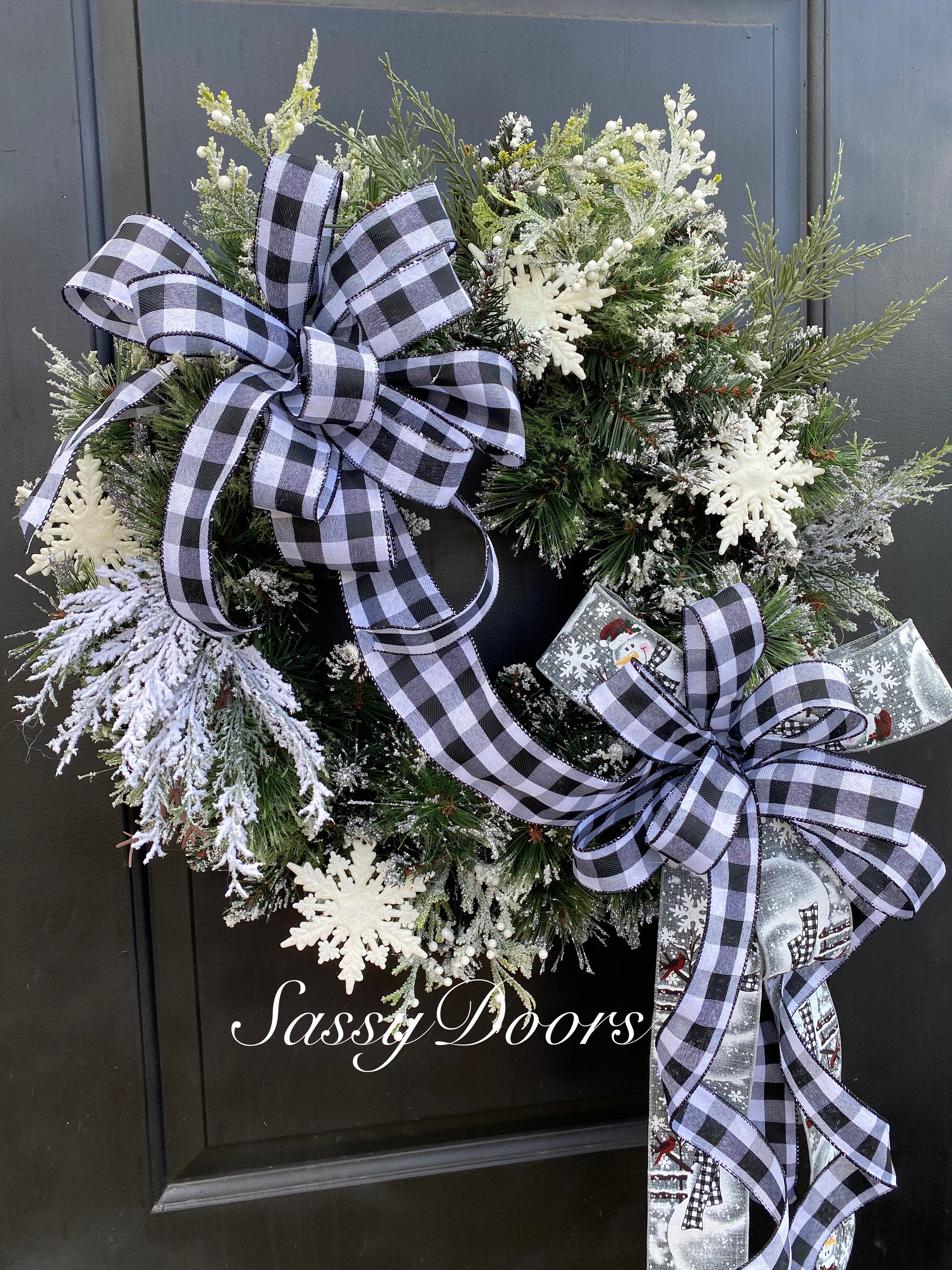 Winter Wreath, Winter Front Door Wreath, Buffalo Plaid Wreaths, Sassy