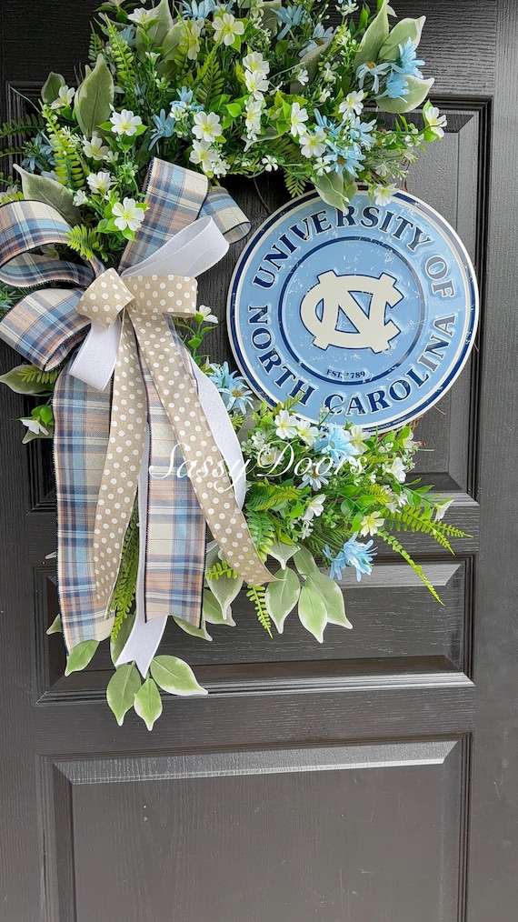 College Wreath Sports Wreath, North Carolina College Wreath, Collegiate Wreath, Carolina Wreath, UNC