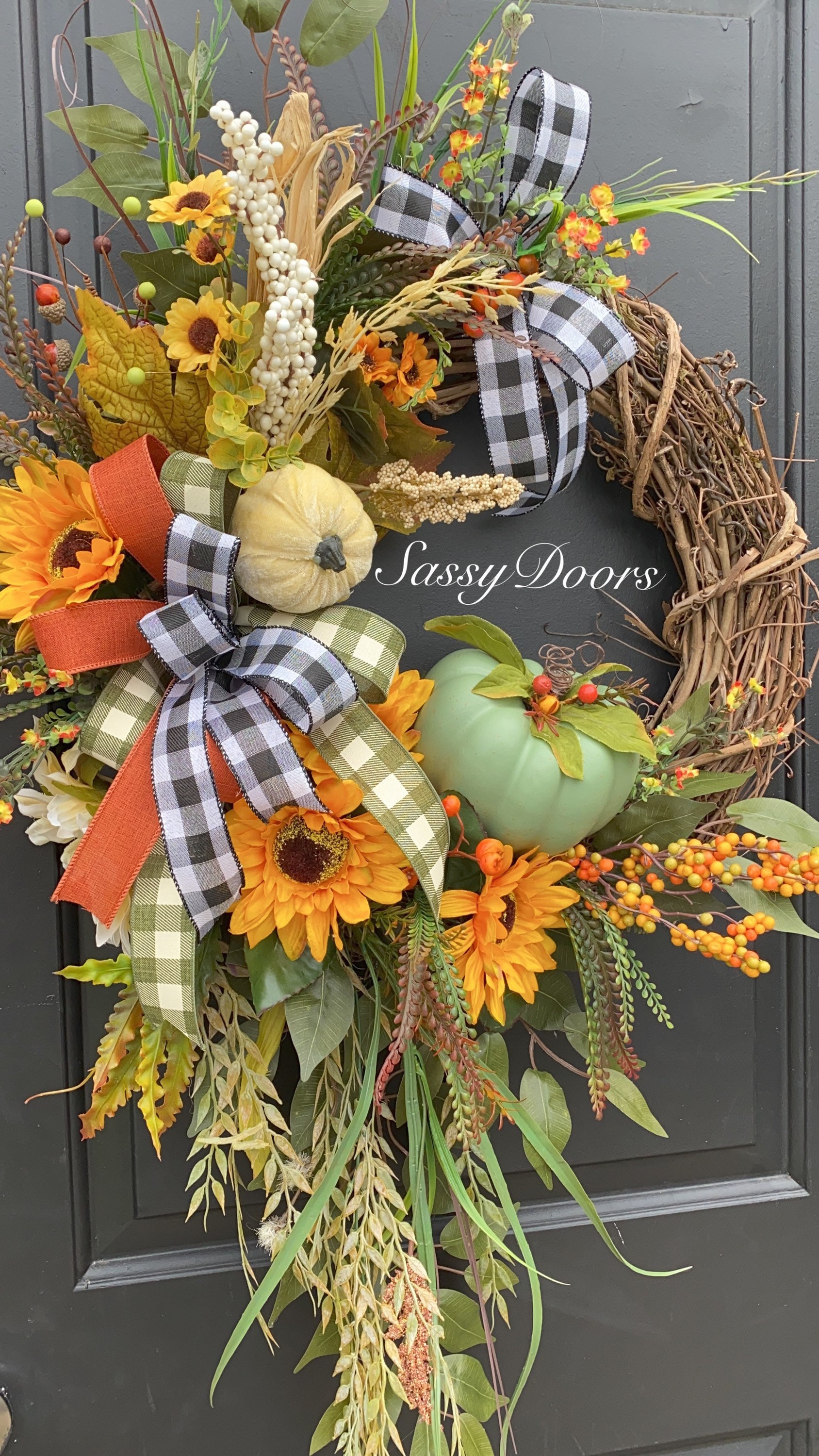Fall Wreath- Autumn Wreath, Front Door Wreath, Fall Pumpkin Wreath ...