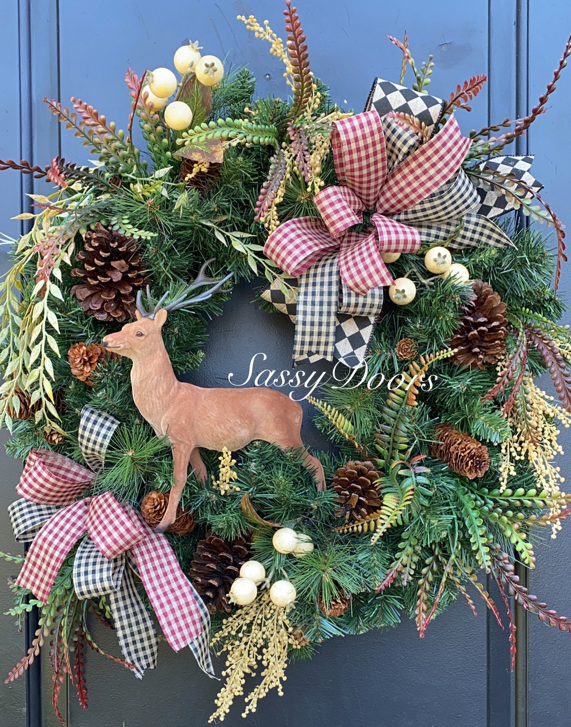 Woodland Wreath, Woodland Deer Wreath, Cabin Wreath, Gift for him