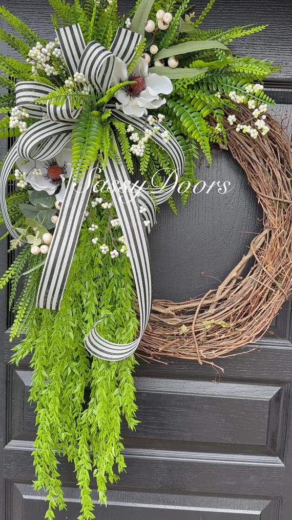 Everyday Wreath-Grapevine Wreath-Magnolia Wreath For Front Door- Wreath With Magnolias, Wreath-Sassy DoorsWreath,