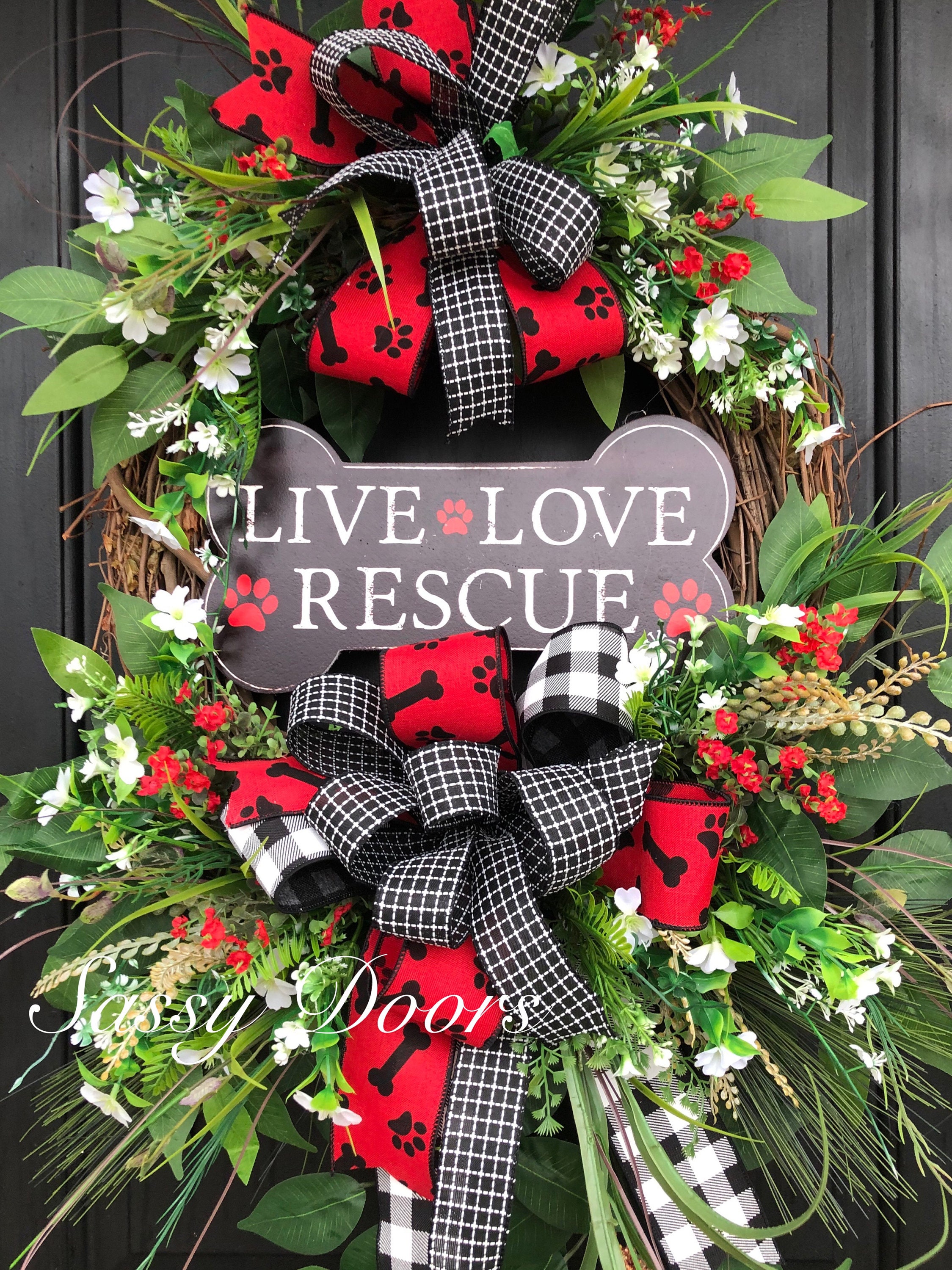 Everyday Wreath, Dog Rescue Wreath, Paw Print Wreath, Animal Lovers