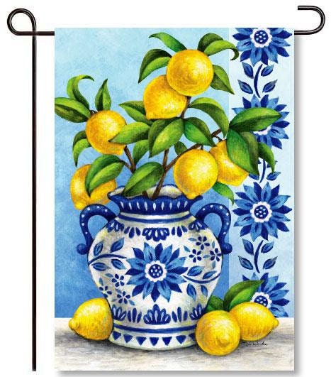 Lemon Garden Flag,Spring And Summer Flag, Trendy Blue and Lemon Flag