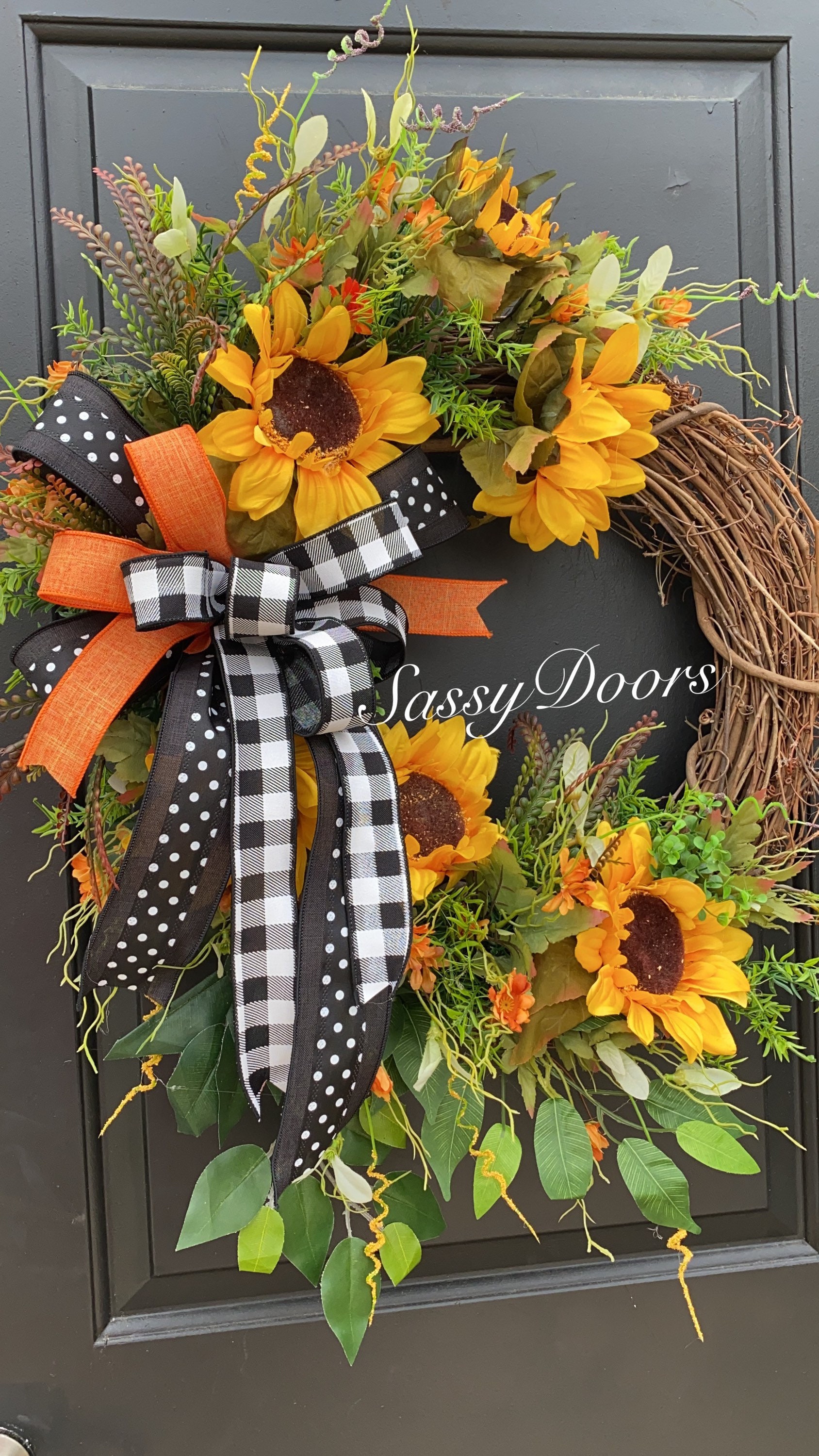 Sunflower Wreath, Housewarming Gift, Sunflowers Wreath, Sunflower Front