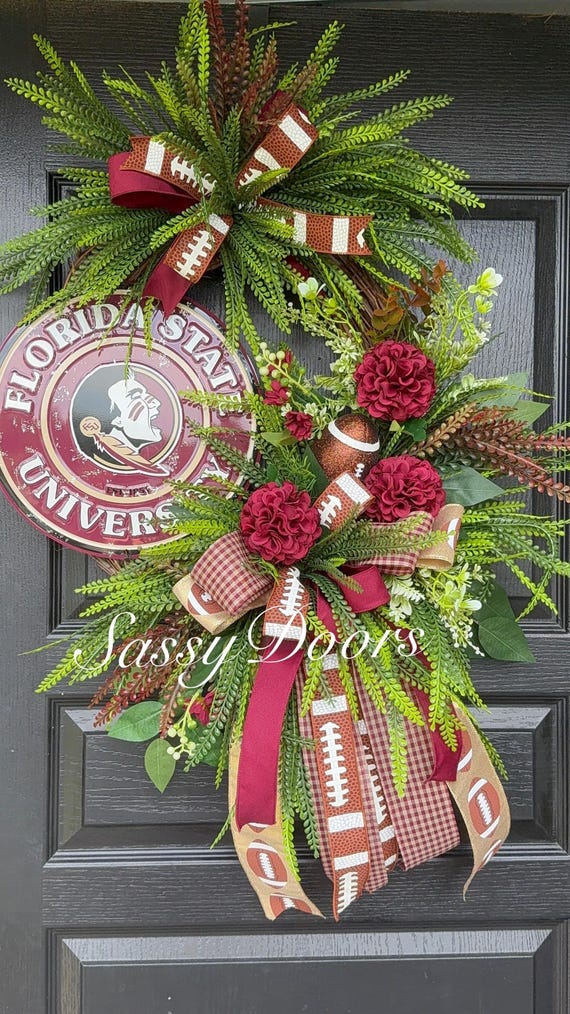Florida State Door Wreath, Florida State University, Seminoles Wreath, Florida State Alumni, Football Wreath, Sports Wreath,