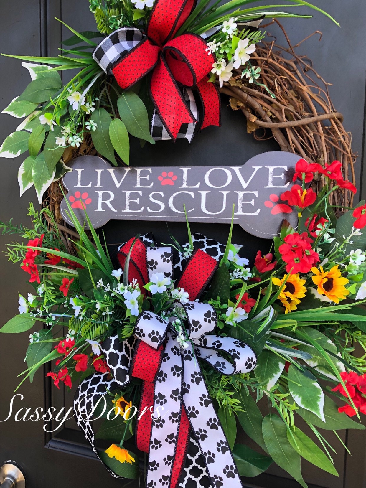 Everyday Wreath, Dog Rescue Wreath, Paw Print Wreath, Animal Lovers