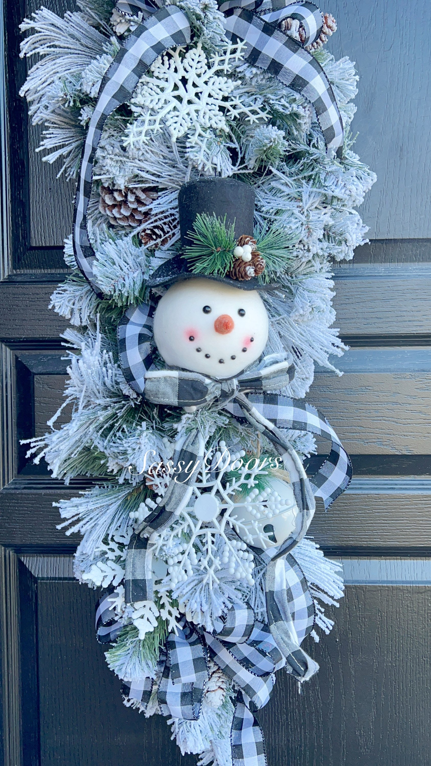 Snowman Swag, Snowman Winter Swag, Buffalo Plaid Snowman Swag, Snowman ...