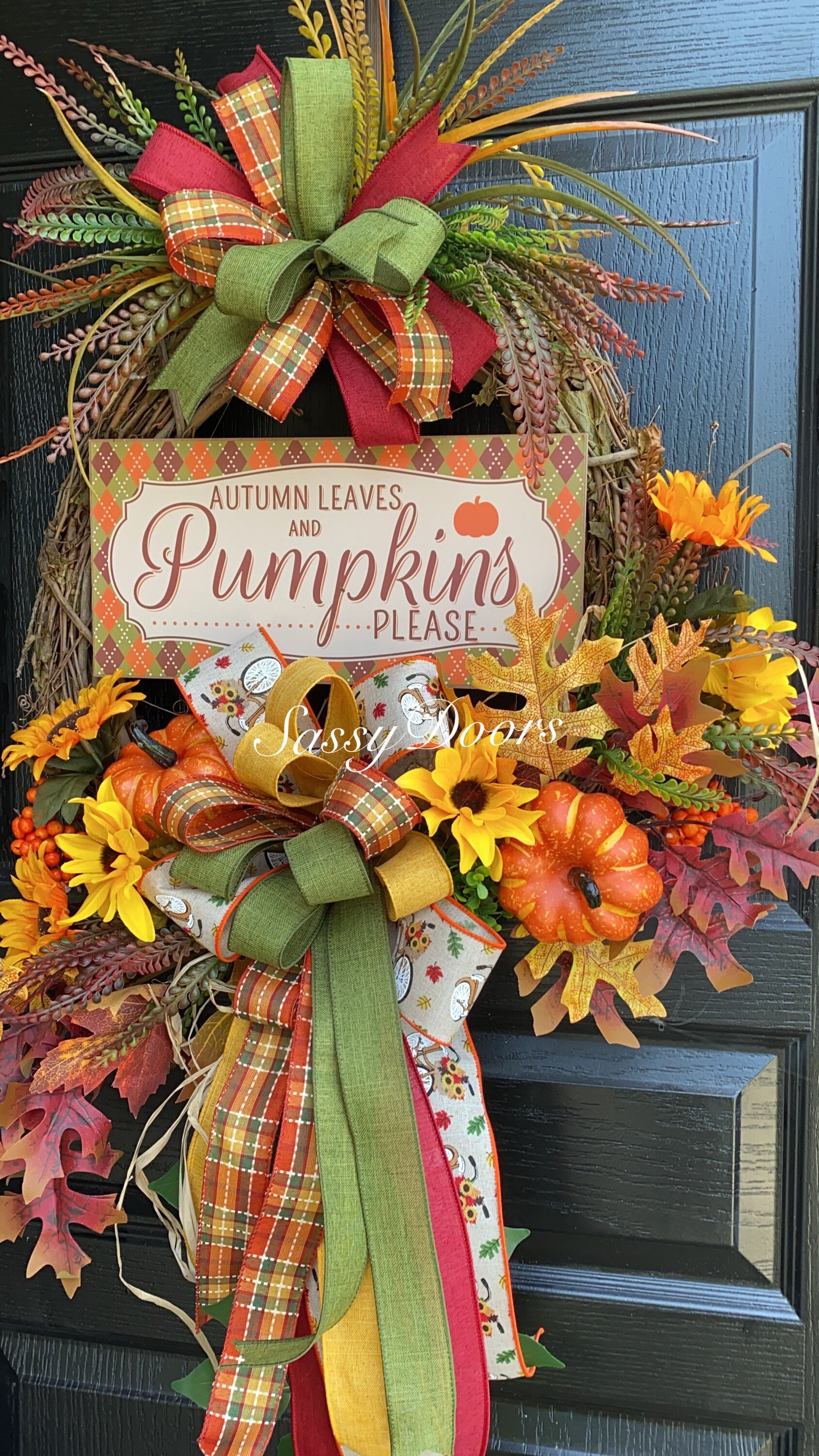 Fall Wreath- Fall Front Door Wreath- Sunflower Wreath- Grapevine Wreath ...